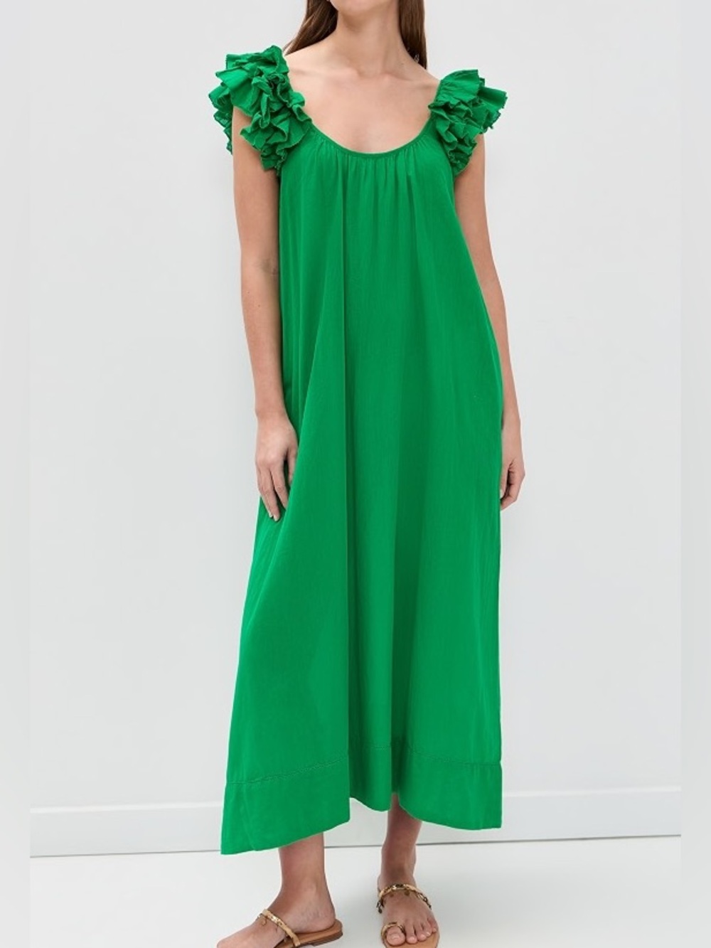 The GREAT Ruffle Green Cover-Up Dress -size small